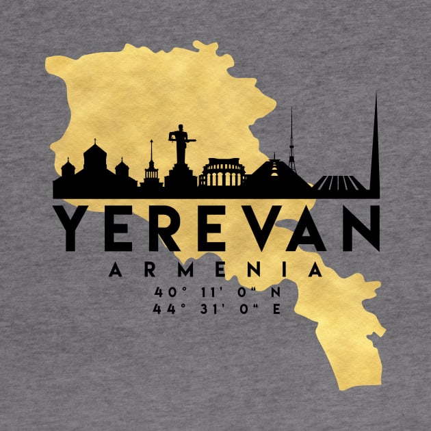 Yerevan Armenia Skyline Map Art by deificusArt